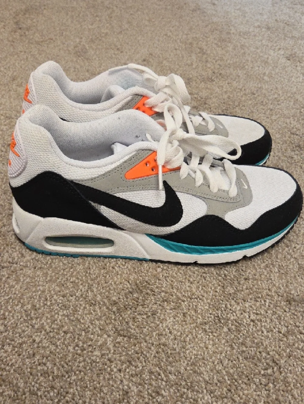 Nike White, Black, Gray, Orange & Teal Retro Running Shoes - Picture 4 of 7